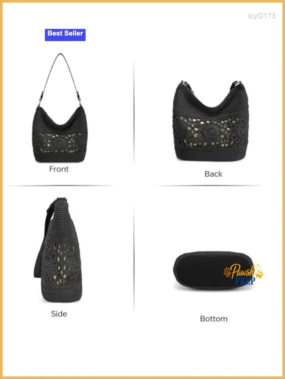 Crochet Hobo Purse Women Woven Shoulder Bag Tote Handbag Boho